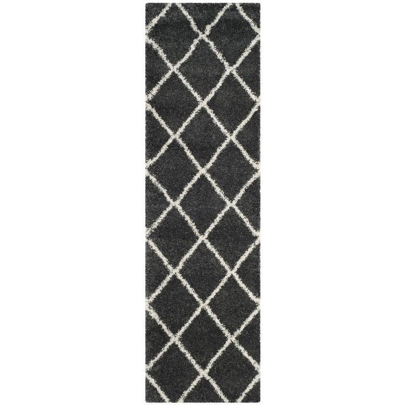 Dark Gray and Ivory High Pile Shag Area Rug