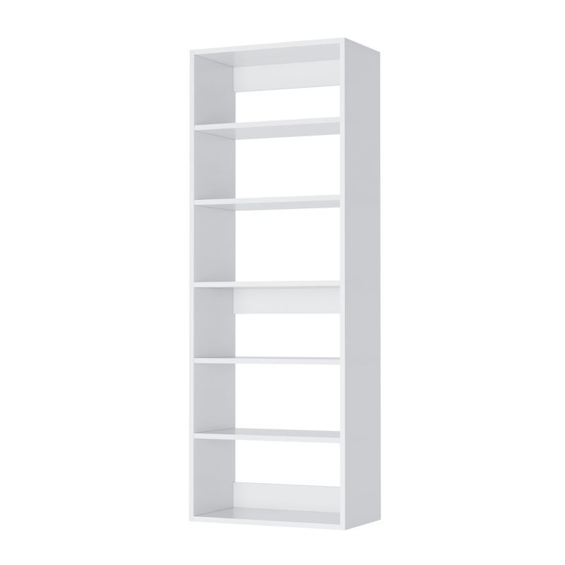 White Modular Wood Closet Shelf Tower with 7 Shelves