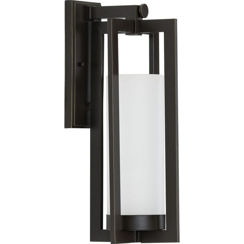 Bronze Dimmable Outdoor Wall Lantern with Etched Glass Shade