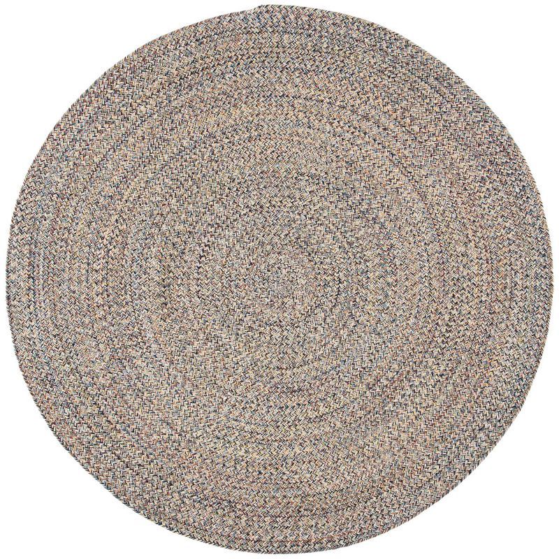 Handmade Reversible Blue Cotton Round Braided Rug