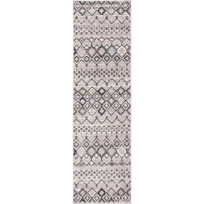 Light Grey & Brown Hand-Knotted Boho Accent Rug - 27" x 4"