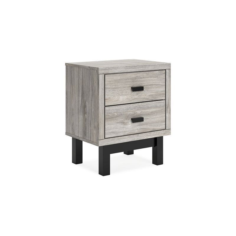 Contemporary Black and Gray 2-Drawer Nightstand with Matte Handles