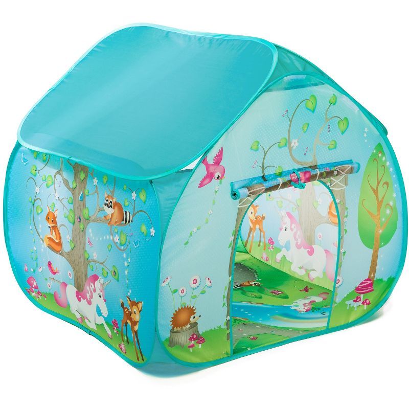 Enchanted Forest Blue Polyester Play Tent with Mat