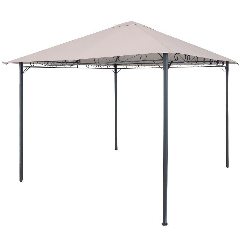 Gray 10' x 10' Steel Gazebo with Weather-Resistant Polyester Top