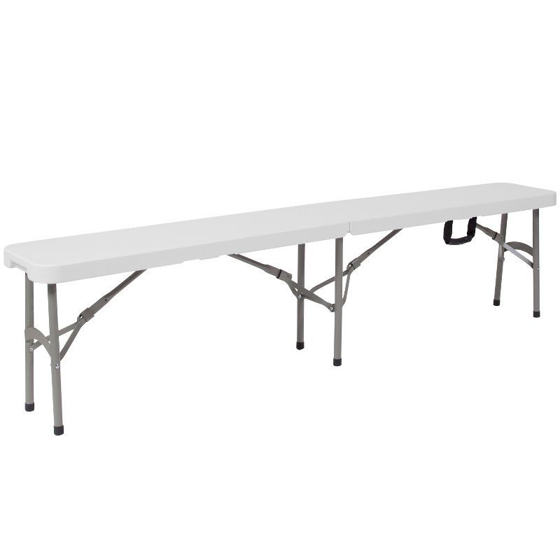 Granite White 6-Foot Folding Bench with Metal Frame