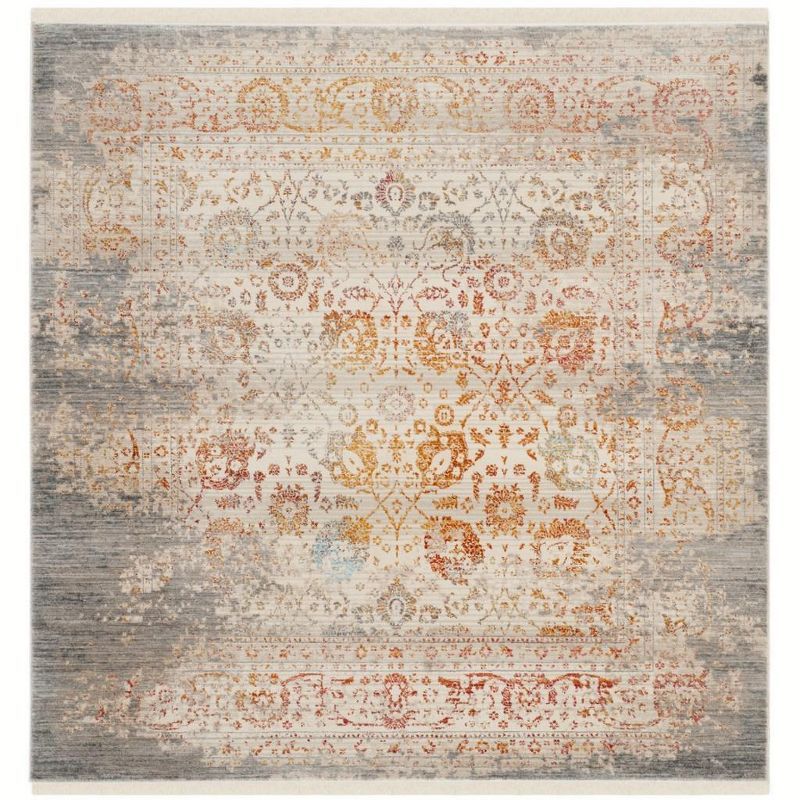 Contemporary Vintage Persian 5' Square Grey Cotton Area Rug