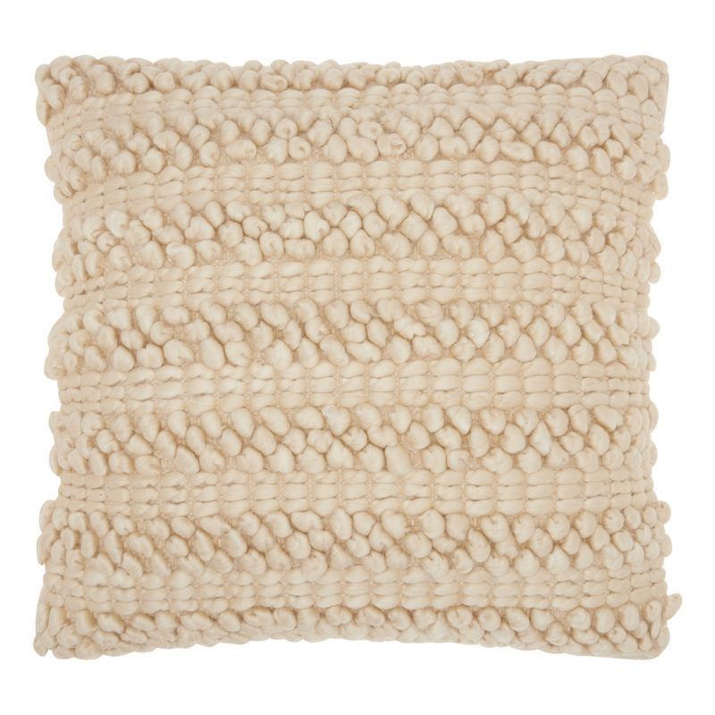 Beige Woven Striped Square Throw Pillow 20" x 20"