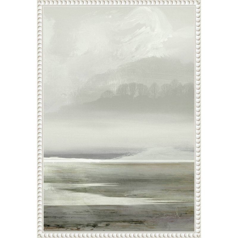 Serene Abstract Landscape Beaded Framed Canvas Wall Art