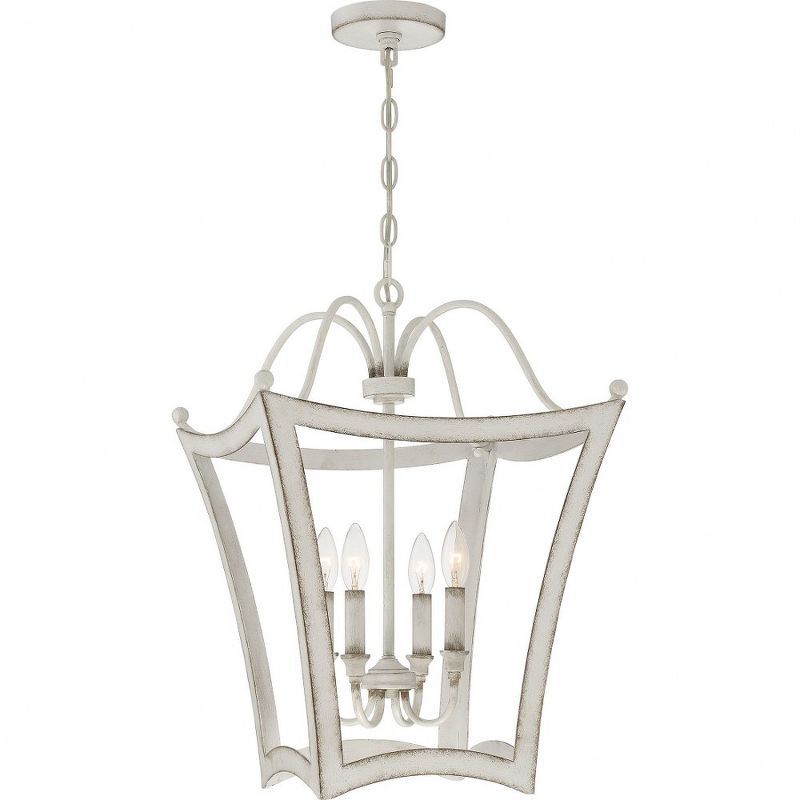 Antique White Glass 4-Light Indoor/Outdoor Chandelier