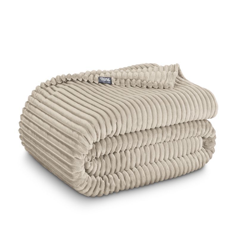 Ultra-Soft Ribbed Oyster Microplush Fleece Throw Blanket