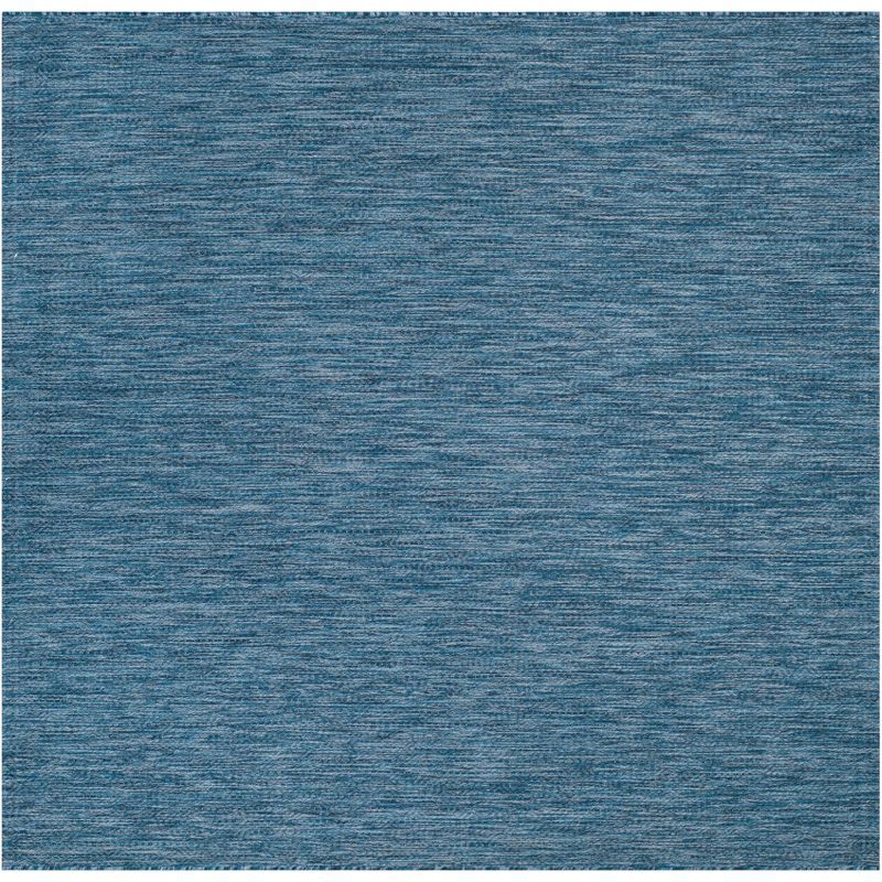 Navy Geometric Low Pile Synthetic Indoor/Outdoor Rug