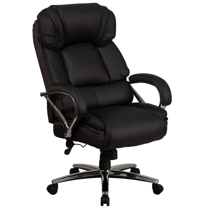 Hercules High-Back Black LeatherSoft Executive Swivel Chair with Chrome Accents