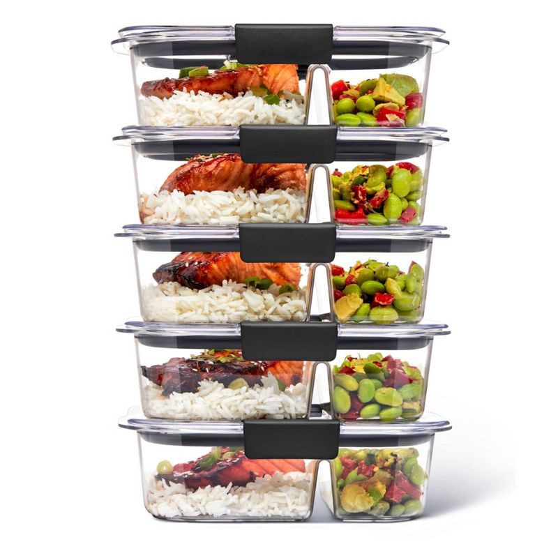 Clear Plastic Meal Prep Containers with Divided Storage, Set of 5