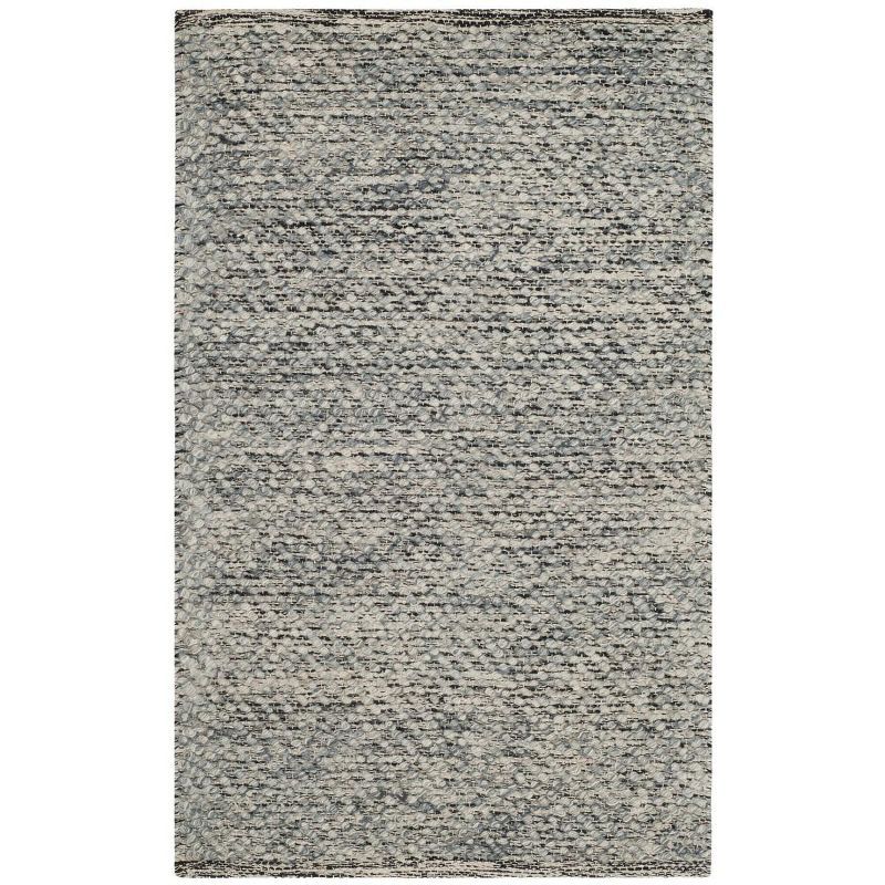 Handmade Gray Geometric Wool Tufted Area Rug