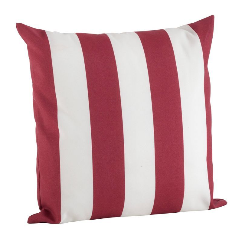 17" Red and White Striped Square Throw Pillow