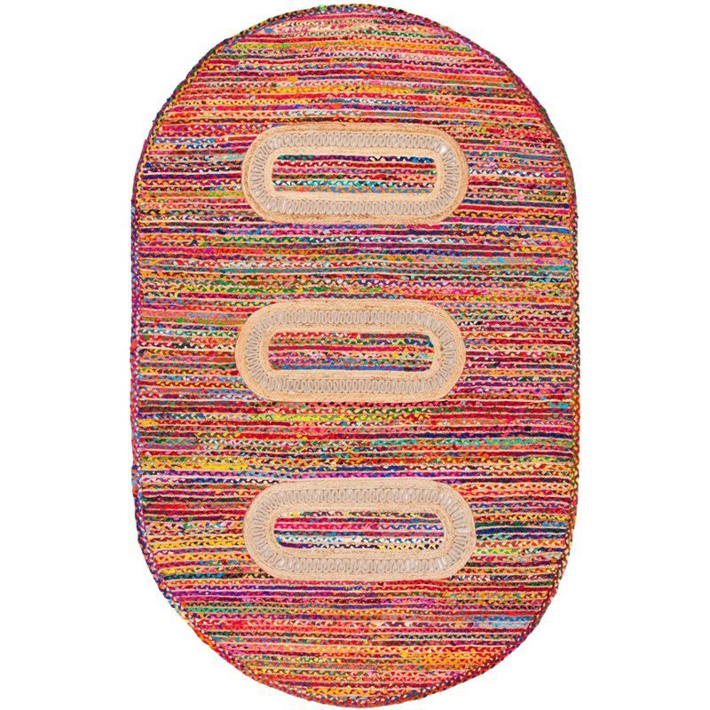 Multicolor Braided Oval Cotton 6' x 9' Area Rug