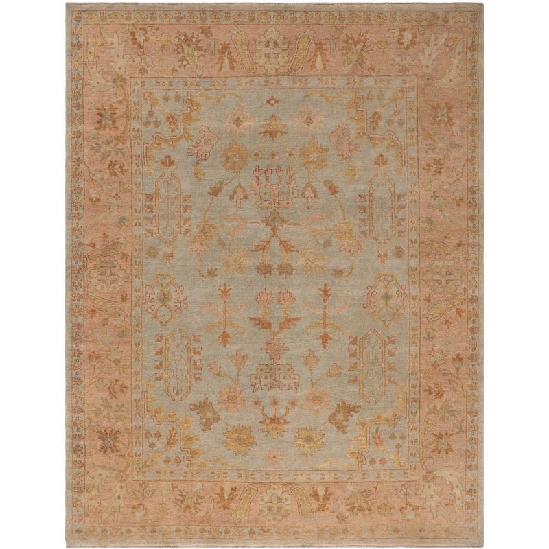 Hand-Knotted Light Blue Wool Oushak 8' x 10' Area Rug