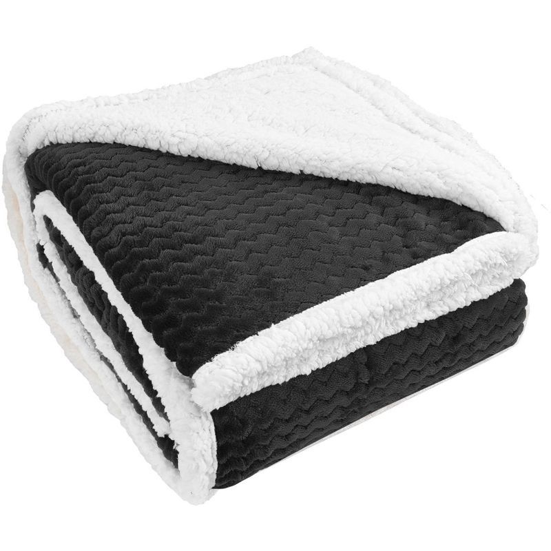 Black and White Reversible Sherpa Fleece Throw Blanket 50" x 60"