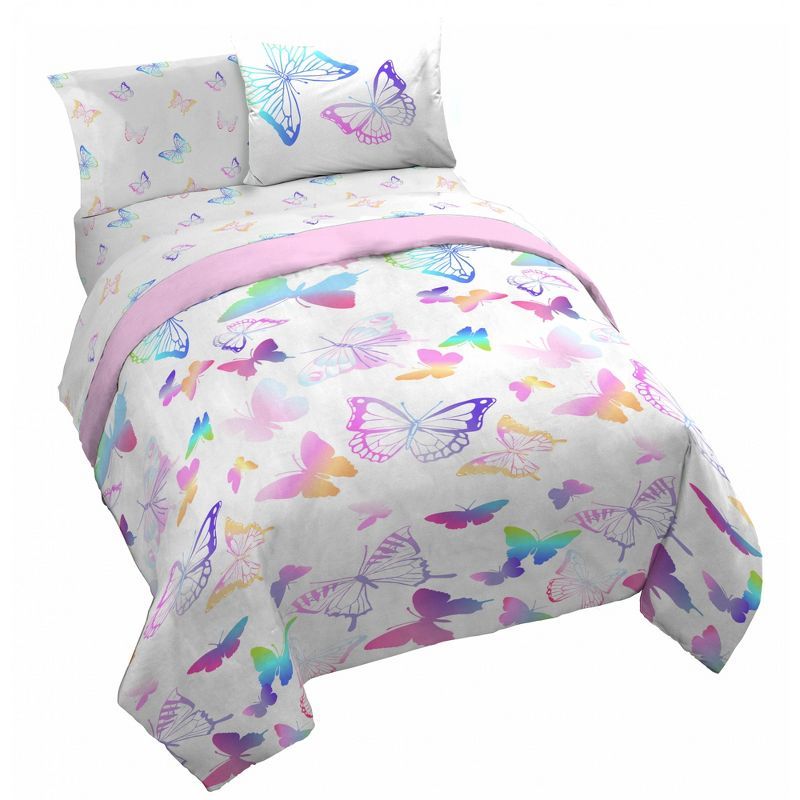 Queen Multicolor Organic Cotton Butterfly Bed Set