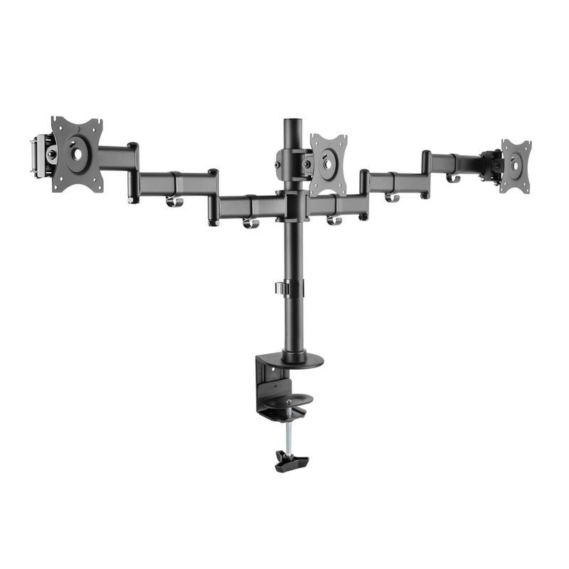 Black Triple Monitor Desk Mount with Adjustable Arms