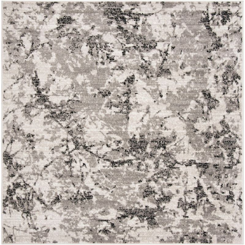 Skyler 6'7" Square Grey/Ivory Synthetic Medallion Area Rug