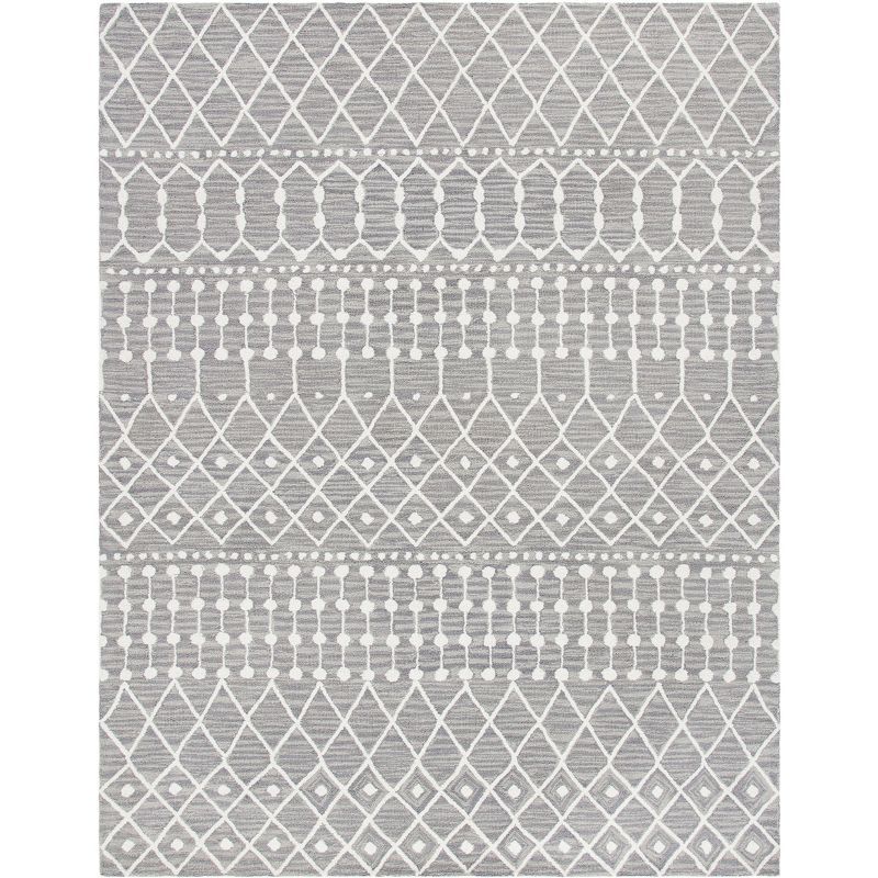 Handmade Gray Wool 8' x 10' Reversible Tufted Area Rug