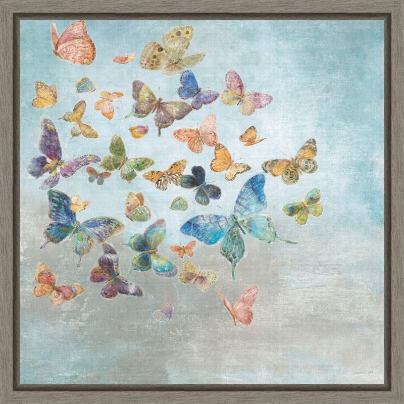 Colorful Butterfly Critter Print on Canvas Framed Wall Art