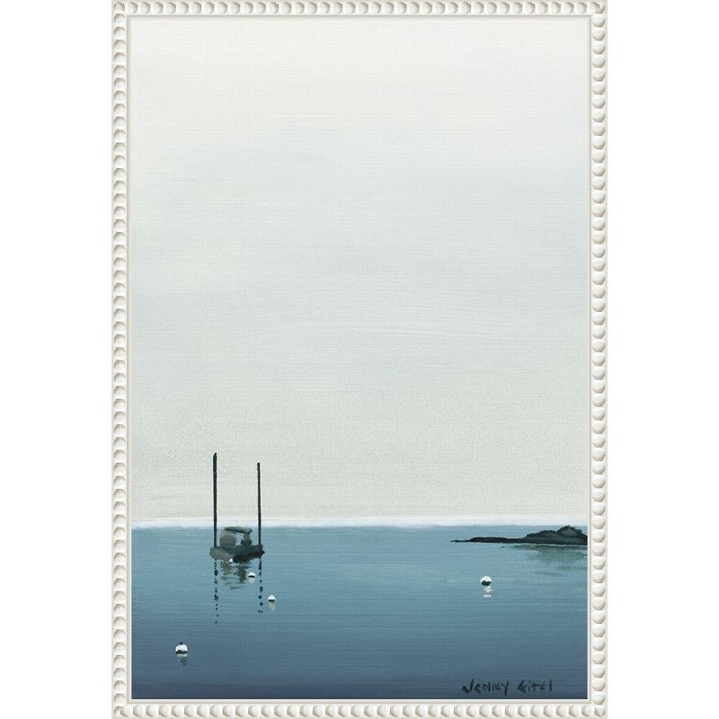 16"x23" Calm Waters White Floater Frame Canvas Wall Art