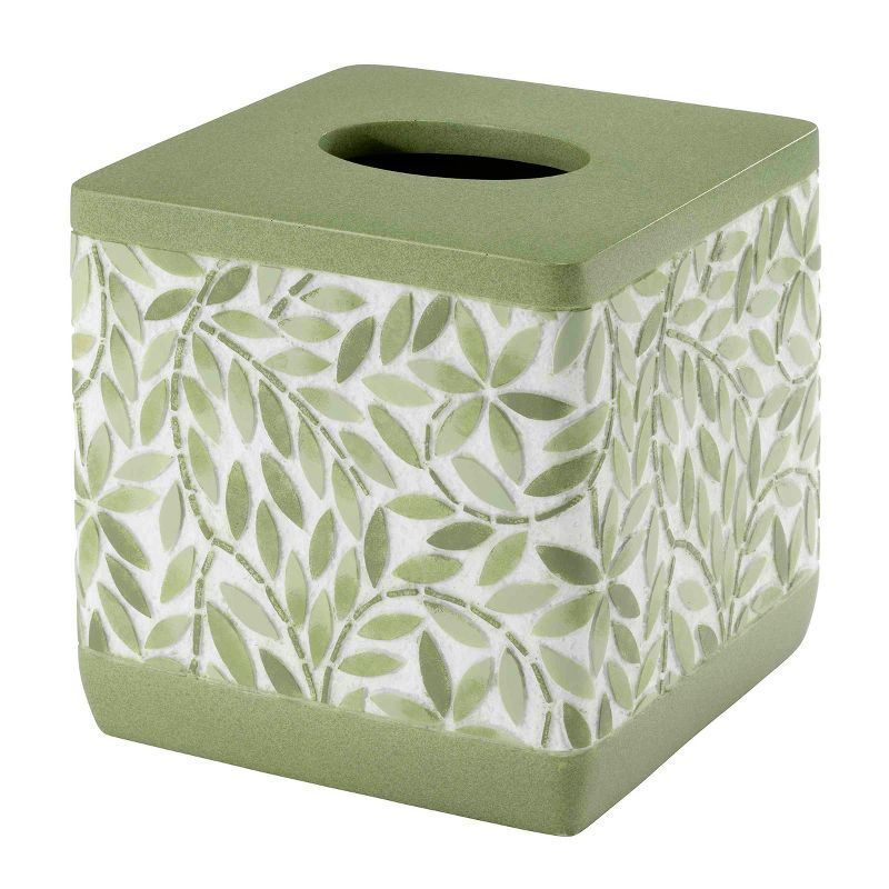 Sage Green Hand-Painted Resin Tissue Box Cover