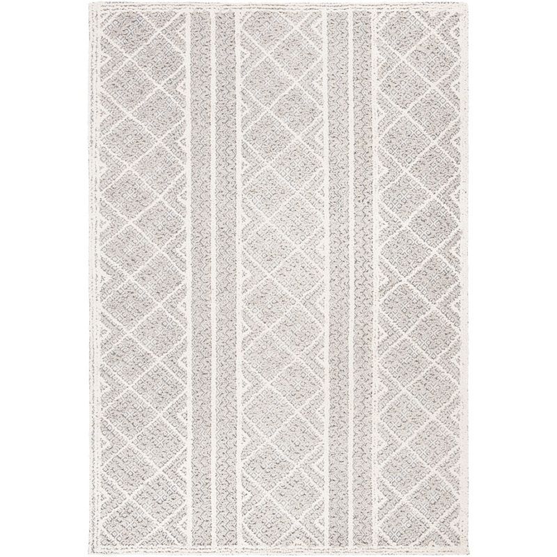 Gray and Beige Hand-Tufted Wool Rectangular Area Rug 4' x 6'