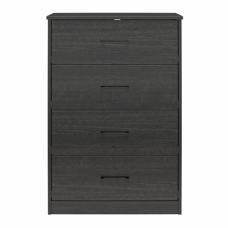 Black Oak Vertical 4-Drawer Dresser with Metal Slides