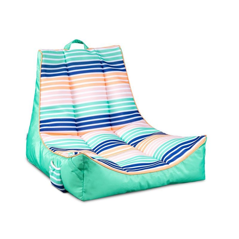 Rivera Stripe Turquoise Mesh Pool Lounger with Quick Draining Fabric