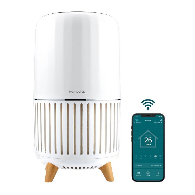 White Smart HEPA Air Purifier with UV-C and Voice Control