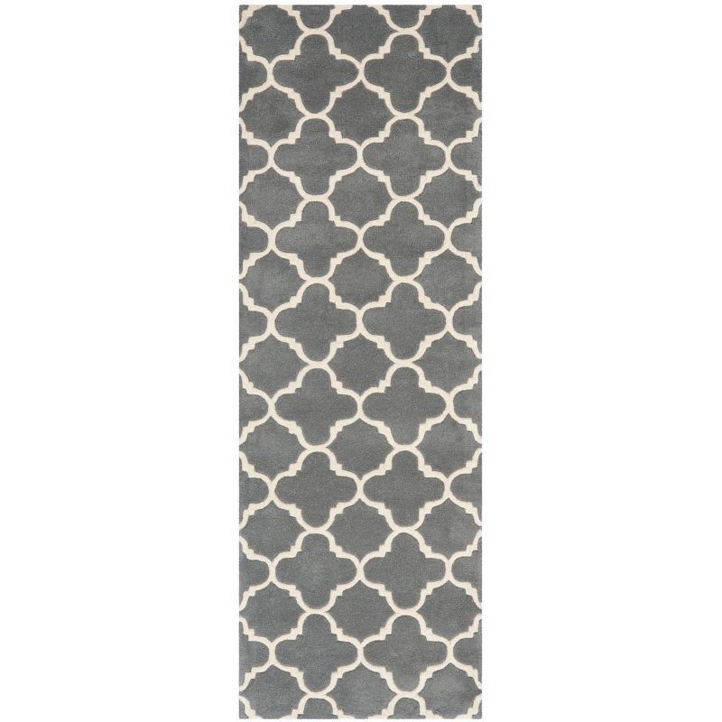 Handmade Dark Grey and Ivory Wool Area Rug