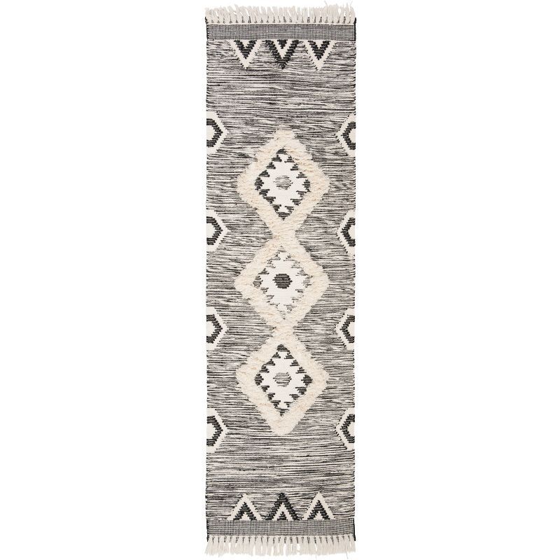 Kenya Tribal Black Wool 27" Hand-Knotted Decorative Runner