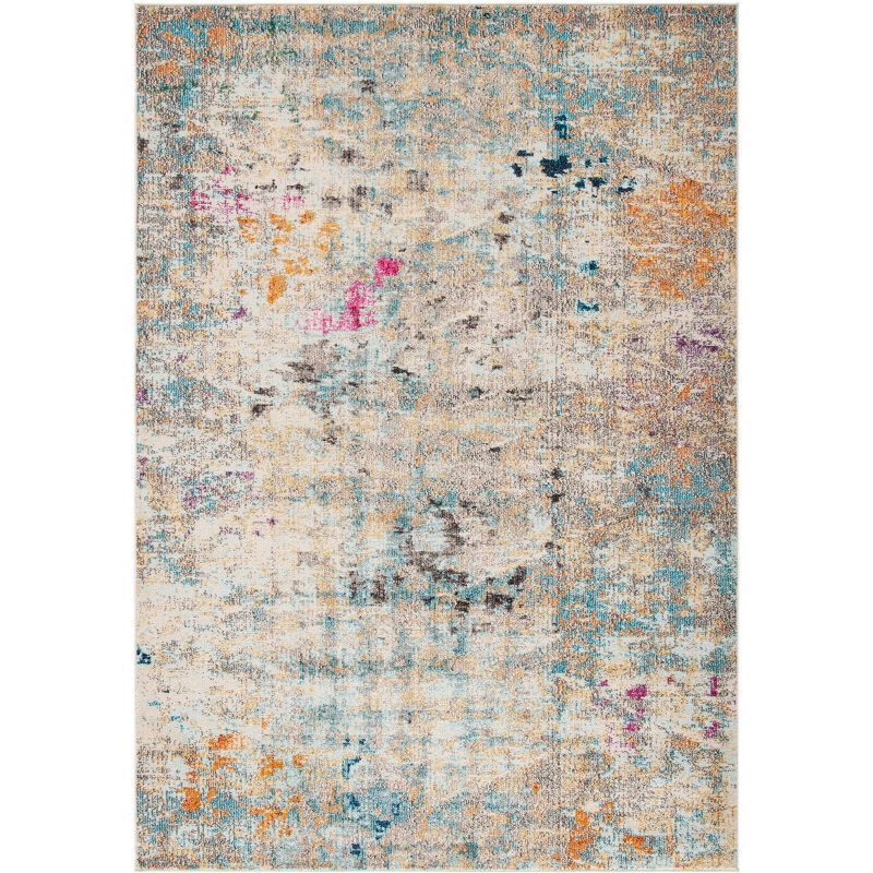 Chic Metro-Mod Grey & Gold Synthetic 5'3" x 7'6" Area Rug