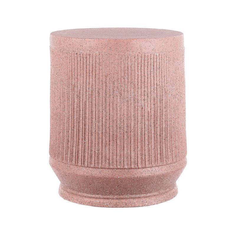 Kline 17.5" Blush Ribbed Round Poly-Resin Accent Table