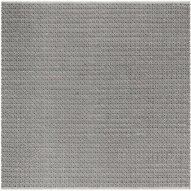 Coastal Charm Ivory & Black Cotton 6' Square Area Rug