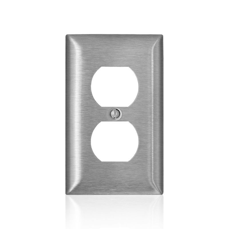 Leviton Satin Silver 1-Gang Stainless Steel Duplex Wall Plate