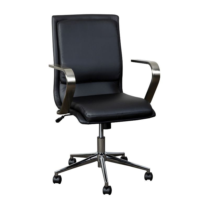 Black Faux Leather Swivel Task Chair with Chrome Base