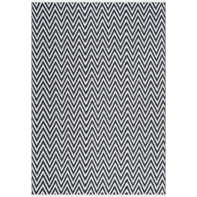 Coastal Charm Black/Ivory Cotton Handwoven 5' x 8' Rug