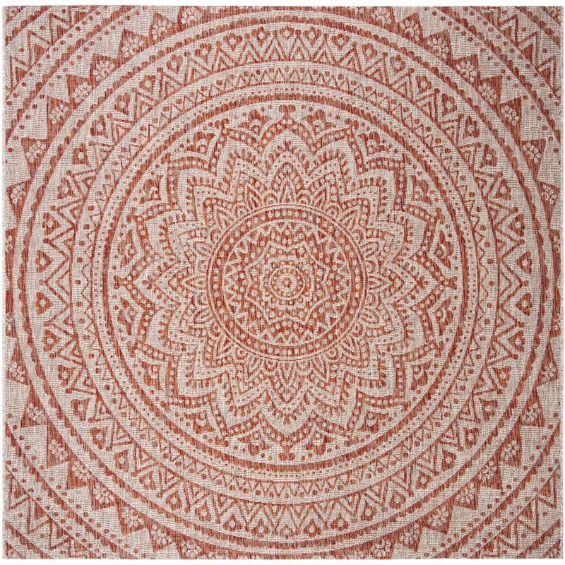 Safavieh Light Beige and Terracotta Square Indoor/Outdoor Rug