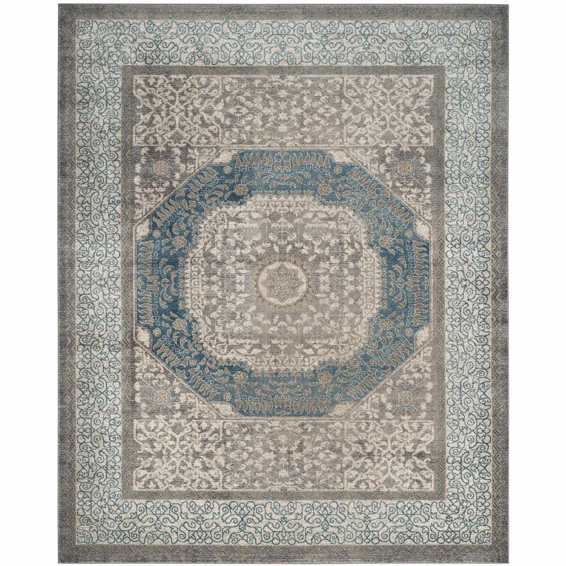 Reversible Gray Synthetic Stain-Resistant Area Rug 10' x 14'