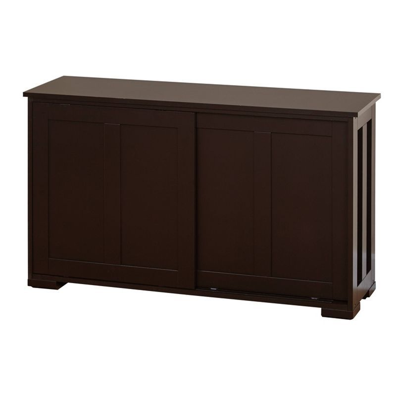 Espresso Finish Stackable Cabinet with Sliding Doors