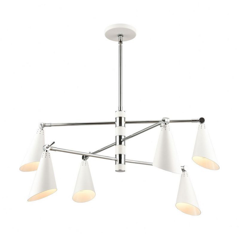 Polished Chrome 6-Light Adjustable Metal Chandelier