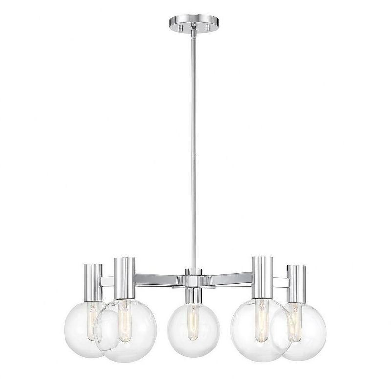 Wright Chrome 5-Light Chandelier with Clear Glass Shades