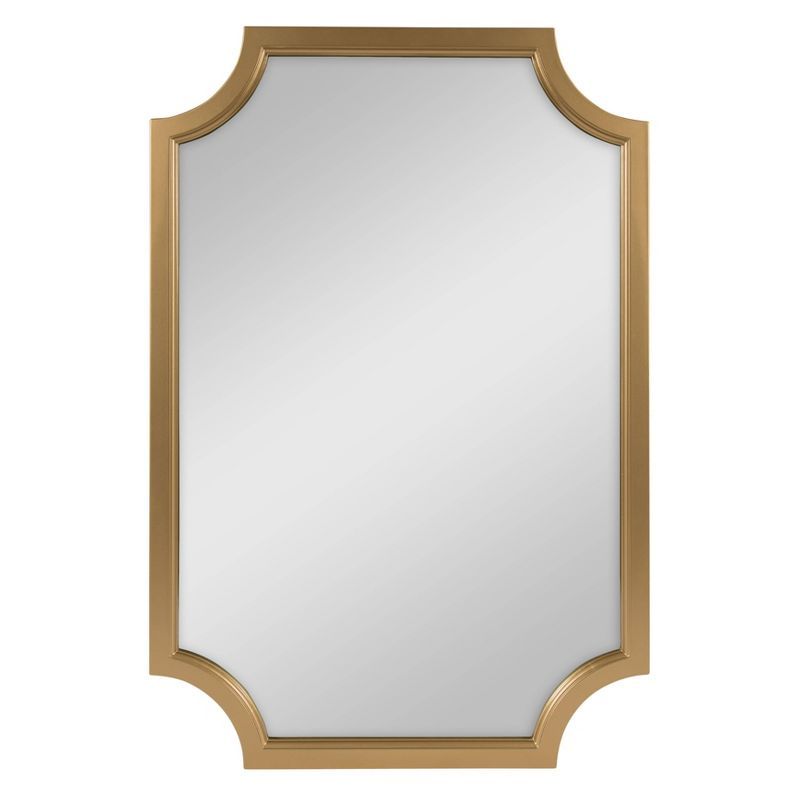 Gold Rectangular Scalloped Wood Framed Wall Mirror