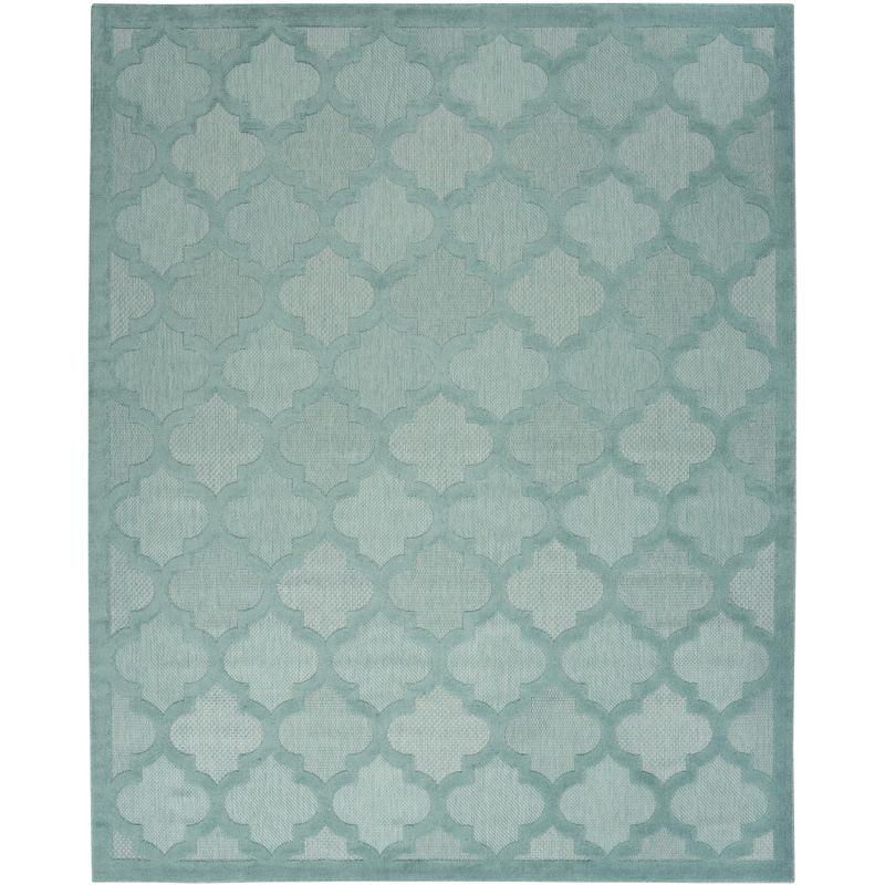 Aqua Teal Trellis 8' x 10' Synthetic Flat Weave Area Rug