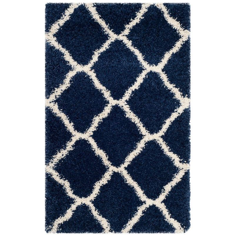 Ivory Round Hand-knotted Shag Rug, 27 inches