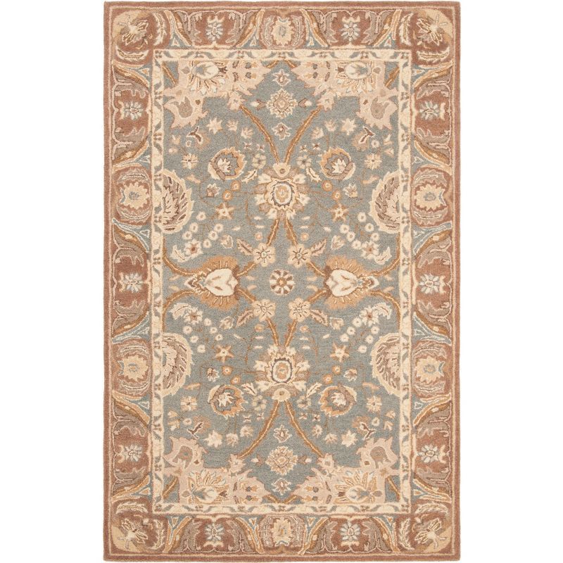 Teal and Camel Hand-Tufted Wool Traditional Area Rug